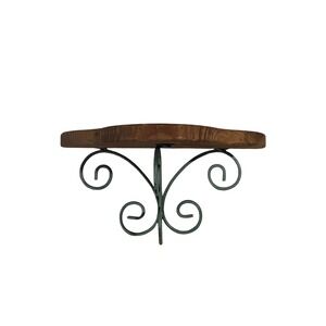 Wood Wall Shelf with Ornate Metal Brackets Rustic Home Decor Display